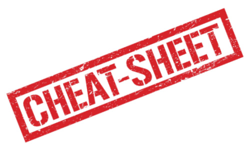 A red cheat sheet stamp, isolated on white